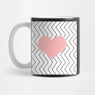 Abstract geometric pattern - heart - zigzag - black and pink. Mug